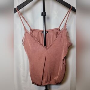 Express Dusty Rose Lace Trim Cami Top